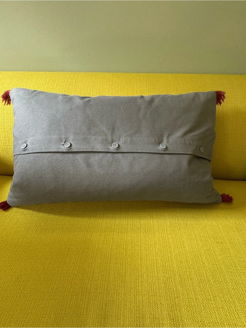 IKEA Embroidered Folk Art Lumbar Pillow Cover with Tassels